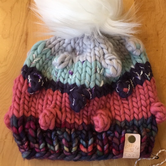Forever Eden Handmade Merino Wool Toddler Beanie Hat With Faux Fur Pom P… - Picture 10 of 12